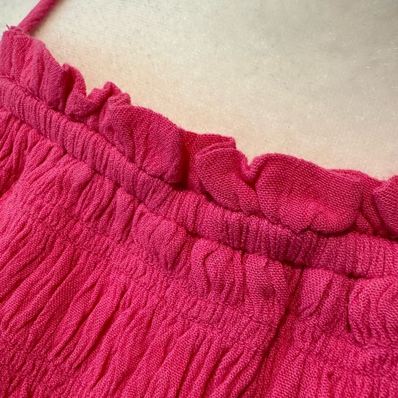 Pink Tie Halter Swim Coverup Backless Dress Ruffle Collar Rayon Size Medium NWT - Picture 5 of 7